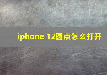 iphone 12圆点怎么打开